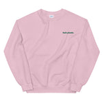 f plastic embroidered crewneck sweatshirt (Pink, Navy)